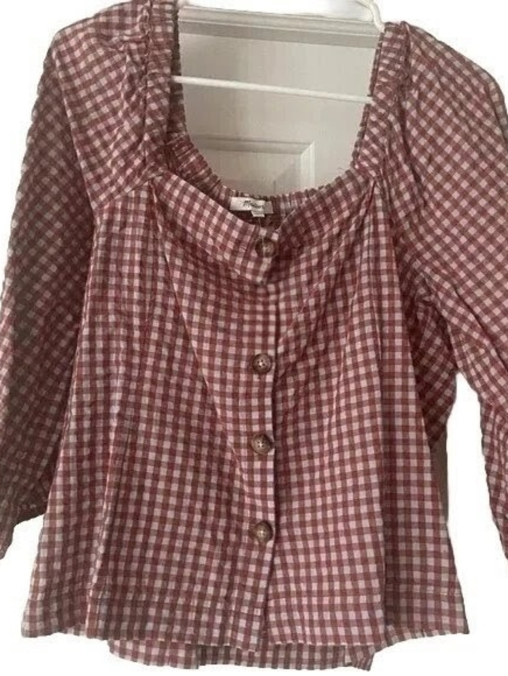 Madwell Gingham Seersucker Top 6 - Picture 5 of 7